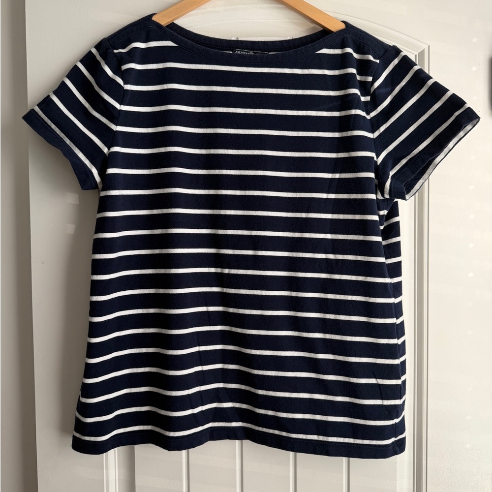 American Living Navy and White Striped Tee